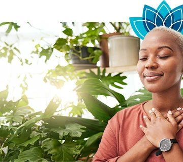 A woman feeling calm and relaxed
